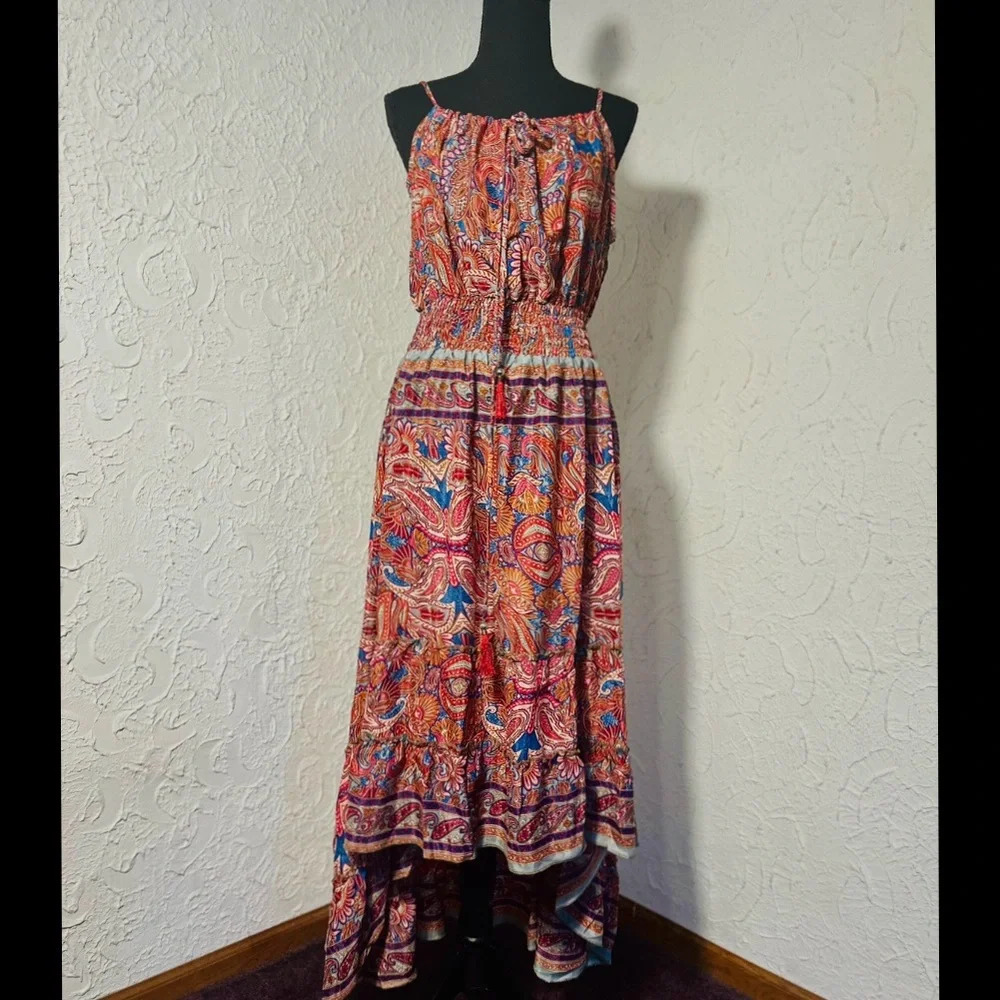 NWT! 100% Silk Sun Dress, Super Flowy, Gorgeous and NWT! Size L, P2P -20” - Picture 15 of 15